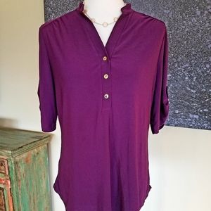 Perseption Concept Burgundy Wine Color Blouse
